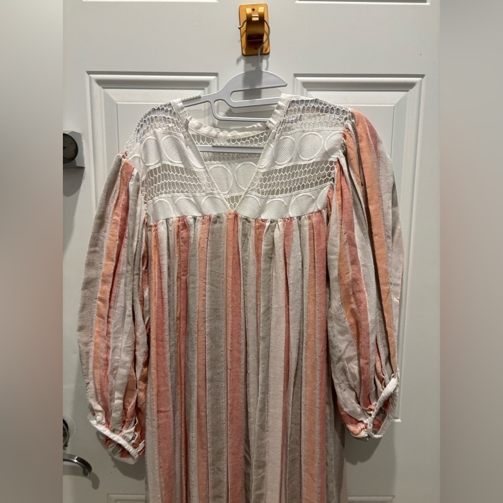 Love Binetti Light My Fire Striped Cotton Maxi Dress sz L - Picture 4 of 6